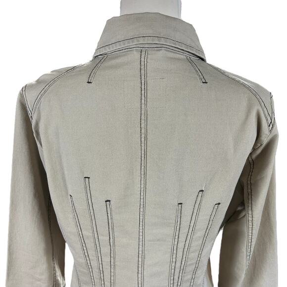 BKE Vintage Jacket Women Sze Large Light Tan Khaki Cotton Buttoned Utility Style - Picture 6 of 12